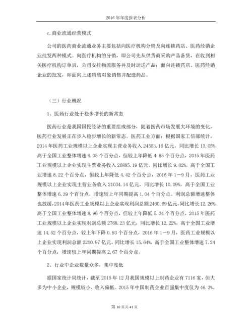 上市公司年报分析报告--对药品行业xx医药、xx药业的年报分析报告.docx