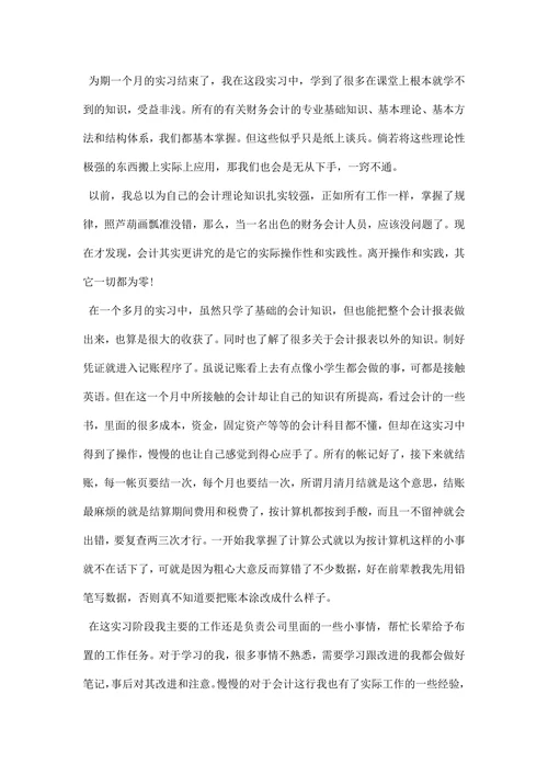 会计社会实践报告