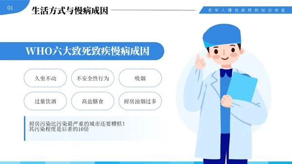 蓝色插画风中老年慢性病预防与健康管理知识培训讲座PPT