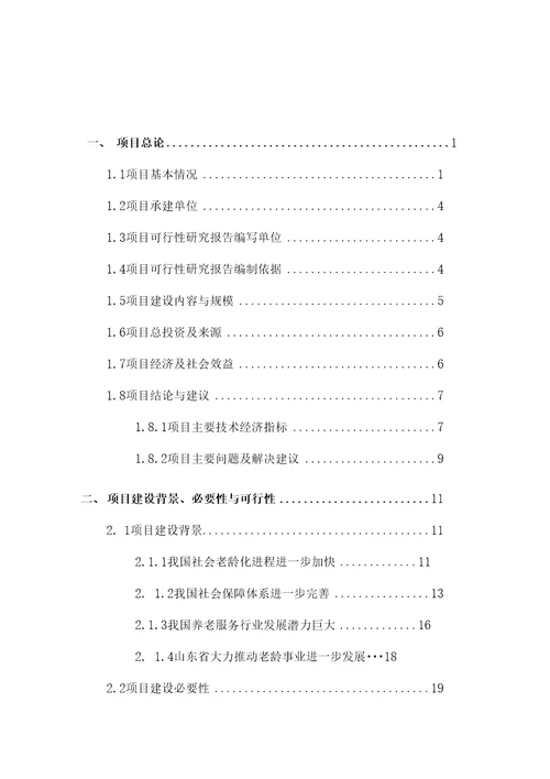 养老服务机构项目可行性研究报告