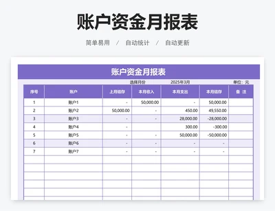 账户资金月报表