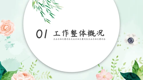 春风吹杨柳绿色季度工作总结通用PPT模板