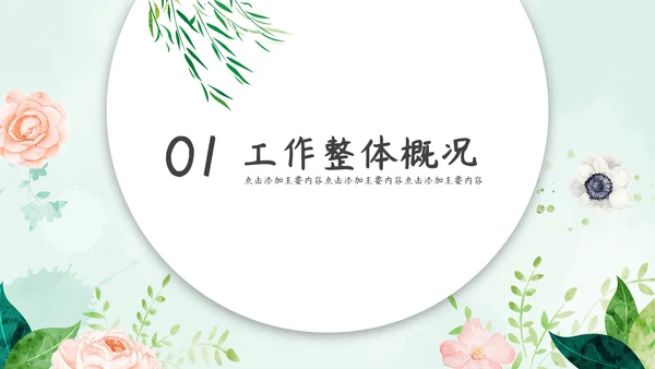 春风吹杨柳绿色季度工作总结通用PPT模板