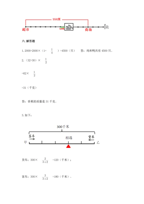 人教版六年级上册数学期中测试卷附参考答案（夺分金卷）.docx