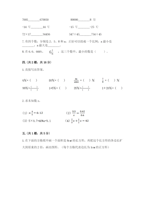小学六年级数学摸底考试题附参考答案（b卷）.docx