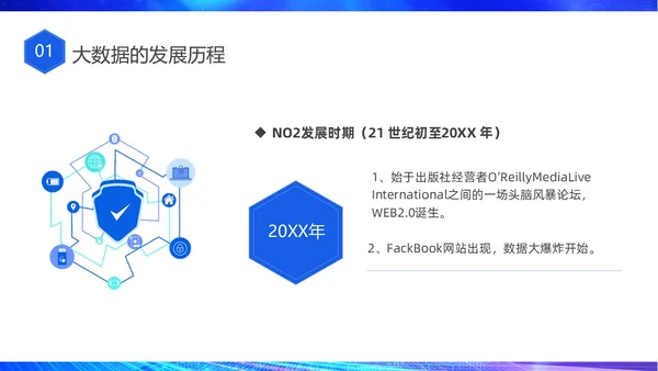 蓝色网络科技风大数据发展史介绍PPT