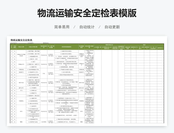 物流运输安全定检表模版