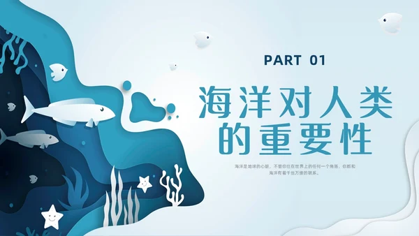 插画剪纸海洋保护科普宣传PPT课件核污水
