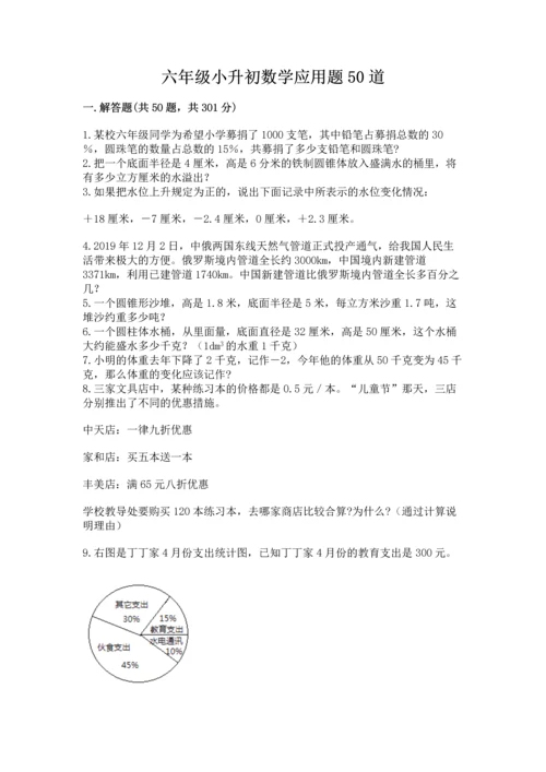 六年级小升初数学应用题50道带答案（考试直接用）.docx