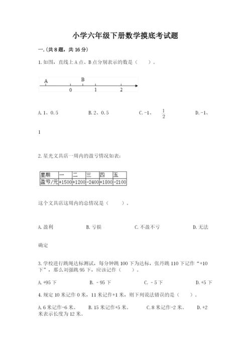 小学六年级下册数学摸底考试题及参考答案【考试直接用】.docx