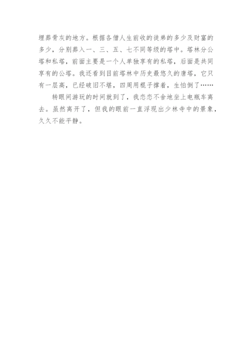 暑假去旅游的作文500字：暑假游少林寺.docx