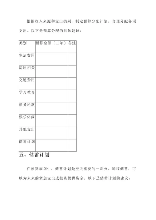 三年的预算规划方案