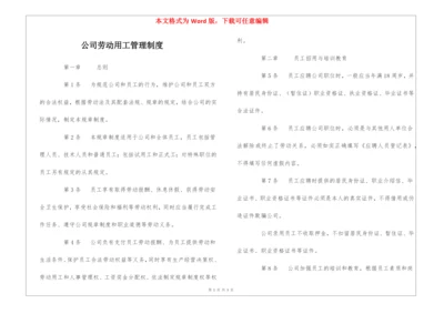 公司劳动用工管理制度.docx