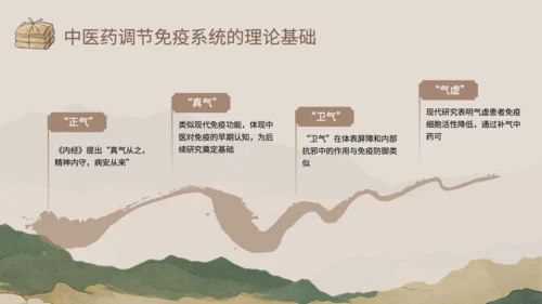 浅棕色中国风中医药对免疫系统调节PPT