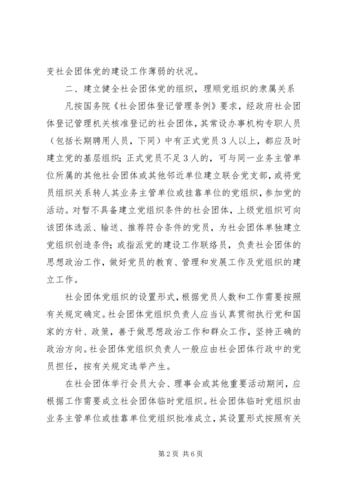 社会团体党的建设工作意见（县）.docx