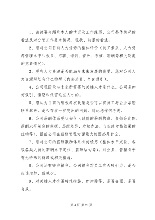 人力资源访谈提纲.docx