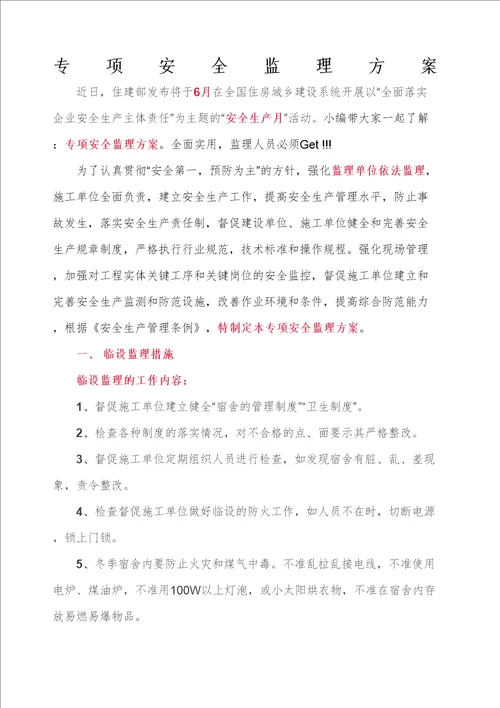 专项安全监理方案