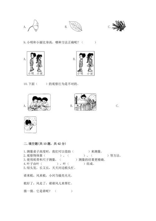 教科版小学一年级上册科学期末测试卷（考试直接用）word版.docx