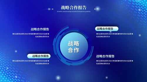 蓝色科技风视频片头粒子商务企业战略合作启动仪式启动大会PPT模板
