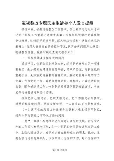 巡视整改专题民主生活会个人发言提纲 (2).docx
