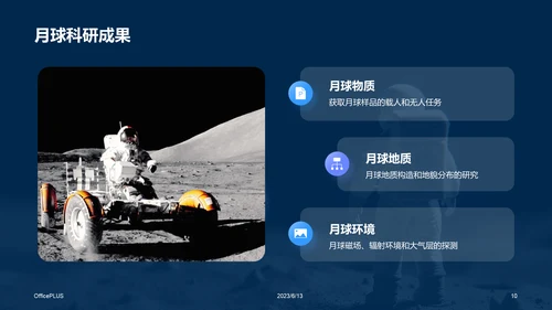 蓝色创意酷炫3D人类月球日介绍PPT模板