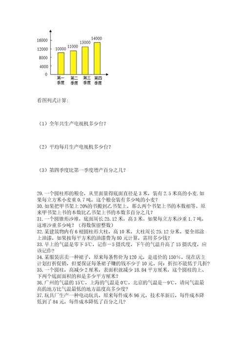 六年级小升初数学应用题50道及答案基础提升