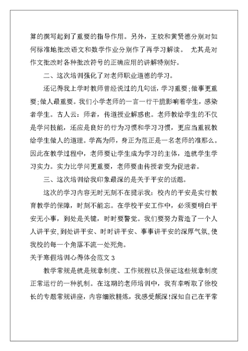 关于寒假培训心得体会3篇