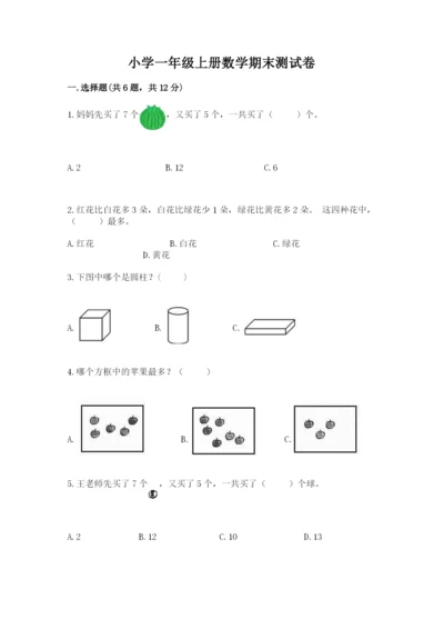 小学一年级上册数学期末测试卷含完整答案【网校专用】.docx