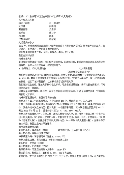 六年级品德与社会上册复习题教科版