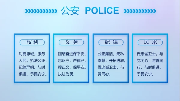 蓝色大气公安警察网络安全动态PPT模板