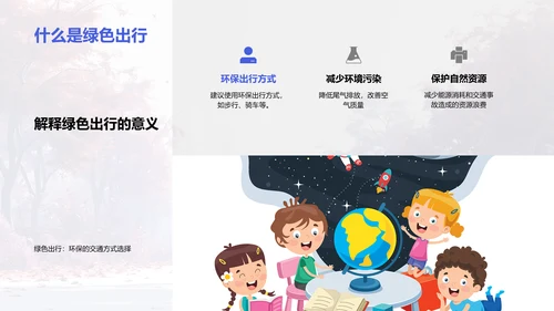 倡导绿色出行PPT模板