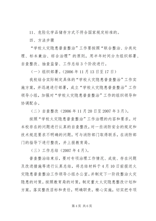 ＸＸ中学关于集中开展火灾隐患普查整治工作的实施方案-火灾隐患整治.docx