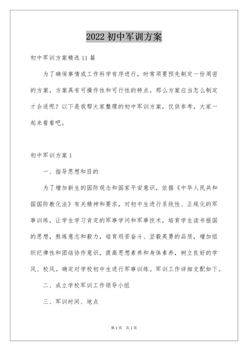 2022初中军训方案.docx