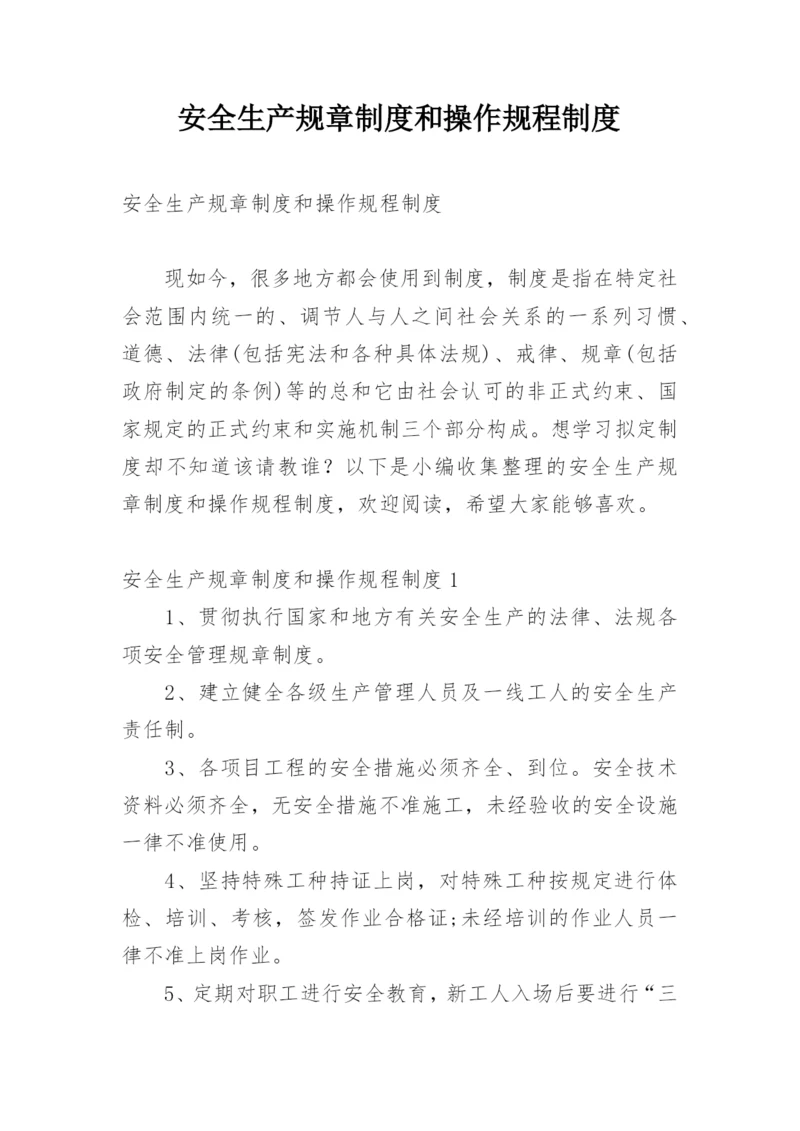 安全生产规章制度和操作规程制度.docx