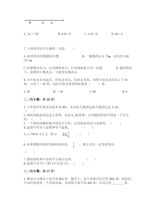 苏教版六年级数学小升初试卷附参考答案【综合题】.docx