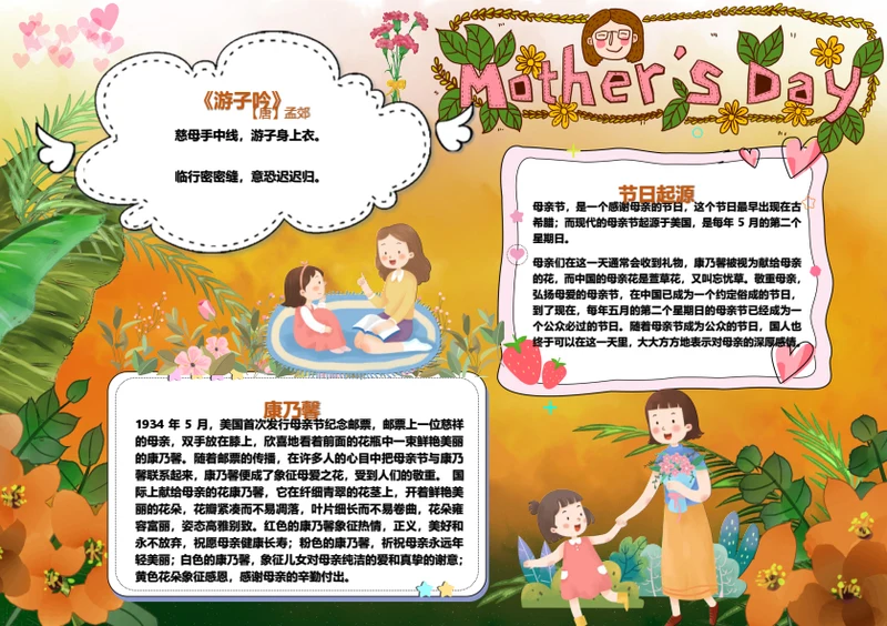清新母亲节Word小报