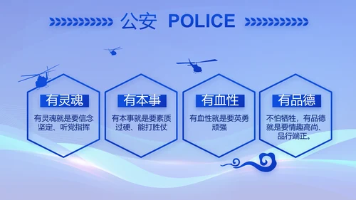 蓝色公安警察年终工作总结动态PPT模板