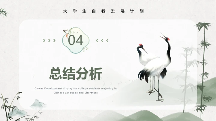 绿竹风汉语言文学专业大学生职业生涯规划发展展示PPT模版