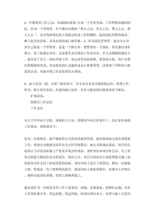 公司核算员个人总结