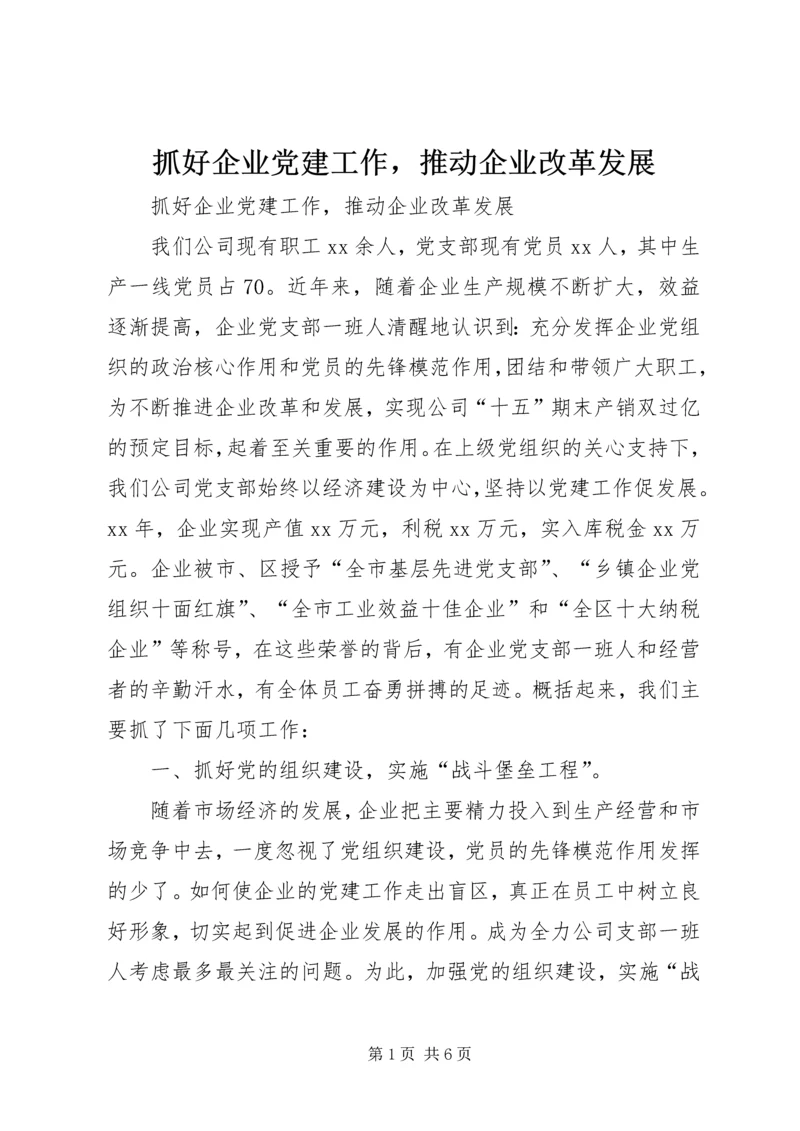 抓好企业党建工作，推动企业改革发展 (3).docx