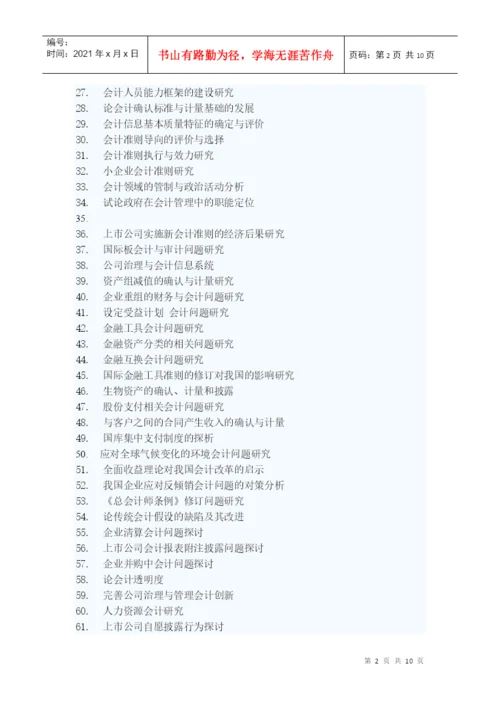 山东经济学院会计学院本科毕业生论文选题.docx