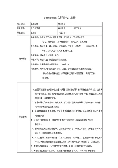 工作岗位说明书模板