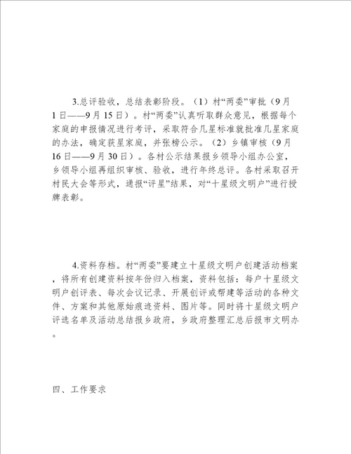 “十星级文明户”创建评选活动方案