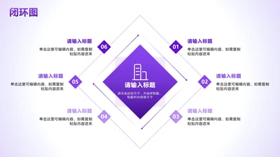 闭环图 - 紫色渐变棱形循环PPT单页
