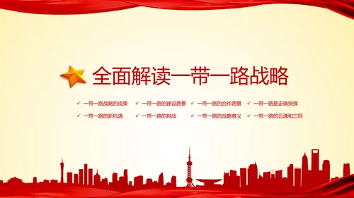 大气红绸一带一路高峰论坛解读PPT模板