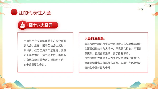 黄色国潮风庆祝中国共青团建团101年课件PPT五四青年节