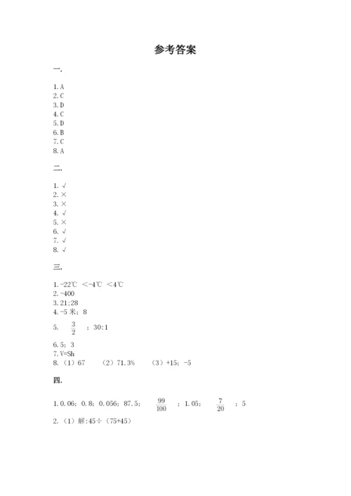 人教版六年级数学小升初试卷及答案（全优）.docx