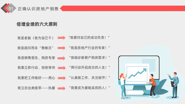 红色插画风格房地产销售培训PPT