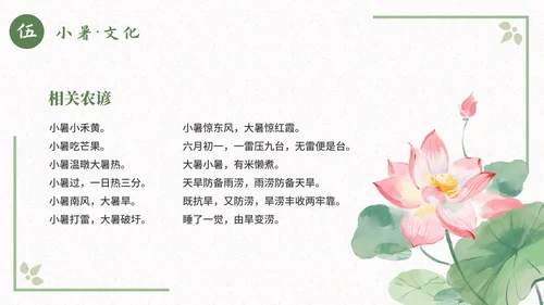 古风二十四节气小暑节气科普活动策划通用PPT模板