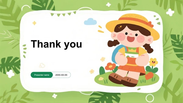 绿色可爱卡通手绘插画风小学生我的暑假生活主题模板